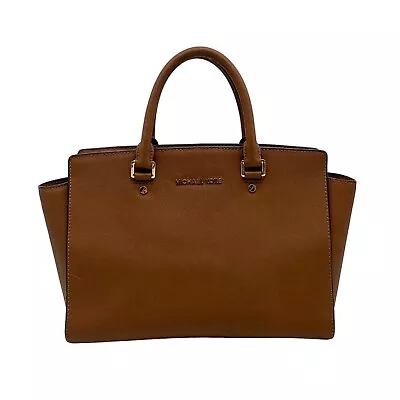 Michael Kors Large Brown Saffiano Selma Satchel Bag • $90