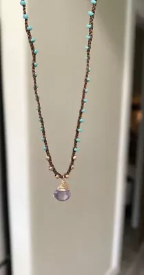 Amethyst Turquoise Bead Quartz Crystal 14k Gold Filled Necklace Sundance Catalog • $46.90