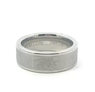 Triton White Tungsten 8mm Laser Engraved Cross Swirl Design Band Ring • $99