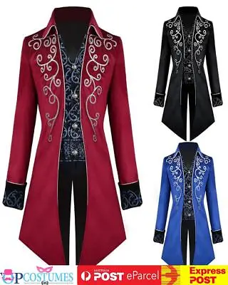 Deluxe Mens Steampunk Vintage Tailcoat Jacket Gothic Victorian Ringmaster Coat • $66.45