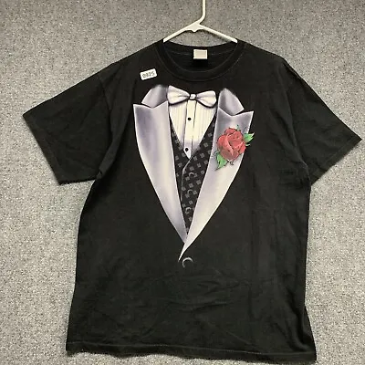 Vintage Tuxedo T-shirt Adult Size Large Black Short Sleeve Mens Graphic Print • $14.99