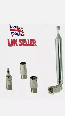 Telescopic 75 Cm FM & DAB F-Type Plug Aerial Suits Acoustic Solutions Tuners... • £8.99