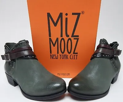 Miz Mooz Booker Sz EU 38 W WIDE (US 7.5-8) Women's Leather Studded Boots Forest • $77.99