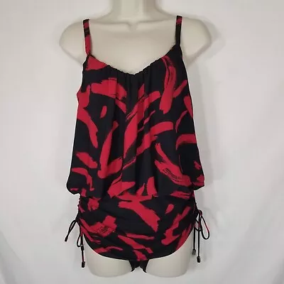 MagicSuit Stroke Genius Red Black Scarlett One Piece Swimsuit Blouson Drawstring • $39.99