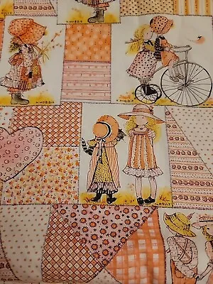 Vintage Holly Hobbie Fabric American Greetings Gingham Quilt Orange 2 1/4 Yards • $59