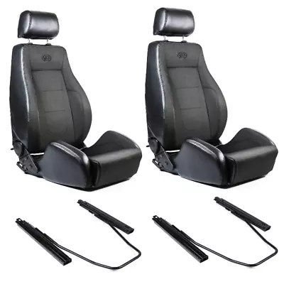 SAAS 4X4 Sports Seats (2) With Rails Black Cloth / PU Leather  ADR Compliant • $1140