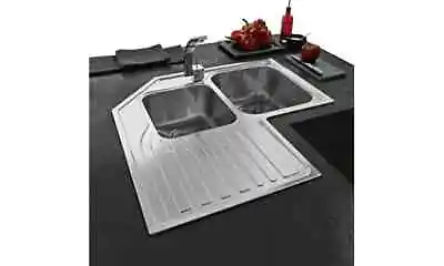 £375 • Buy Franke Stainless Steel Kitchen 2 Bowl Corner Inset Sink Ex Display STX 621-E