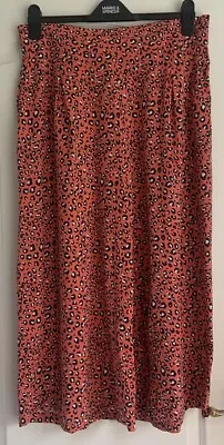 M&S Marks & Spencer Womens Coral Mix Animal Print Wide Leg Culottes Size 14 • £4.99