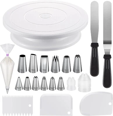 £21.29 • Buy Cake Turntable And Decorating Kits With 1 Rotating Cake Stand 3 Scrapers