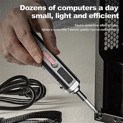 Mini Rechargeable Cordless Electric Screwdriver Drill Bits Kit Power Tool USB • $11.95