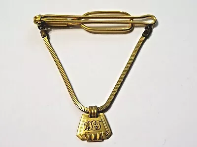 Tie Clip With Chain ~ Vintage Radio Superior Gold Tone Tie Clip With Chain • $8.99