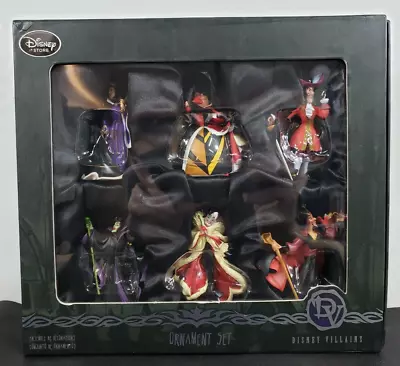 Disney Store Villains Ornament Set 6 PC EVIL QUEEN HEARTS MALEFICENT JAFAR HOOK • $124.99