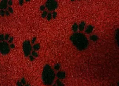 Faux Lambswool SHERPA FLEECE Sheepskin Fabric Material - LG RED PAWS  • £1.59