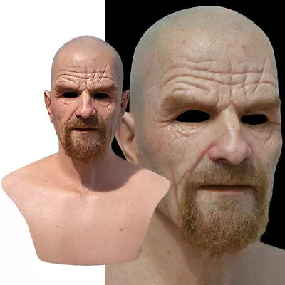 Breaking Bad Walter White Masks Halloween Bald Beard Old Man Party Cosplay Prop~ • $29.38