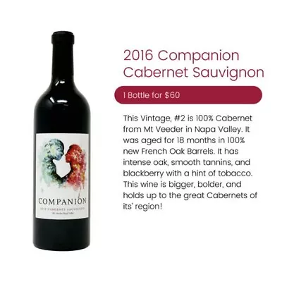 2016 Companion Cabernet Sauvignon Club Jeroboam 750mL Napa Valley California • $60