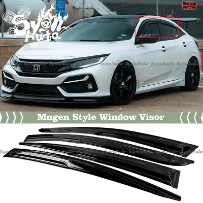 $34.99 • Buy Fits 16-2021 Honda Civic Hatchback Mugen Style Window Visor Rain Guard Deflector
