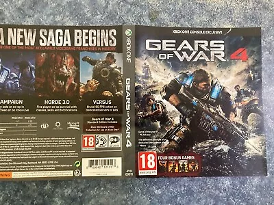 Gears Of War 4 - XBOX One - Cover Only - No Game  • $3