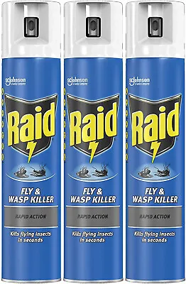 Raid Fly & Wasp Killer Rapid Action Spray 300ml (3 Pack) • £12.75