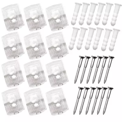 12 Pieces Plastic Mirror Holder Clips 1/4  In Heavy Duty 25 Pound Crystal Clear • £9.65