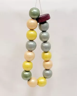 Vintage Antique Wooden Beads Crib Toy Hanging String 16 Wood Beads Pastel Pearl • $9.99