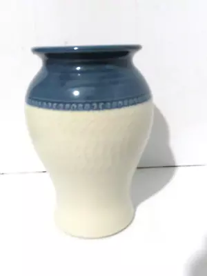Bendigo Pottery Stamped BH Blue/White Vase18cm X 12cmVintageAustnGlazed • $58