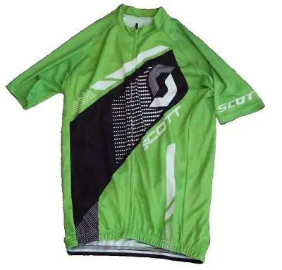 Scott Cycling Bike Bicycle Jersey Shirt Mens Large Green Graphic Full Zipper • $13.99