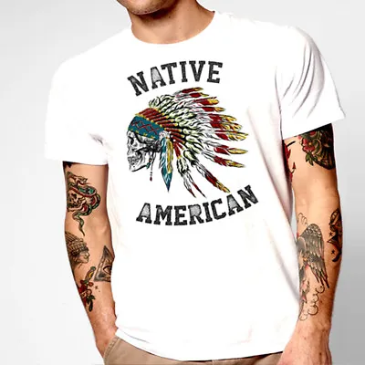 Native American Indian T-Shirt Chief Warrior Skull Western Tomahawk Men New Tee • $19.99