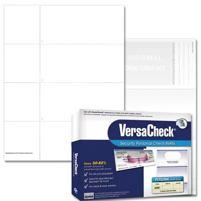 VersaCheck Secure Form #3001-750 Blank Personal S 3 Per Sheet - White Canvas ... • $48.18