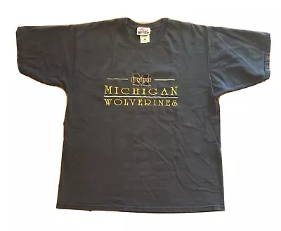 Vintage 1990s Michigan Wolverines Embroidered T Shirt Size Large UM Vtg Fab Five • $25