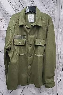 Vintage US Military Army Olive Green Cold Weather Wool Field Shirt Size XL • $39.99