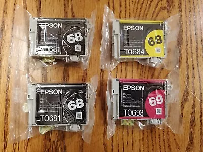 4 Pk Epson 68/69 Ink Cartridge Genuine Sealed T0681 T0684 T0693 • $34.50