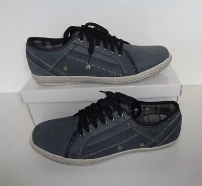 Mens Yachtsman Leather Casual Grey Shoes Comfort Boat Deck Trainers UK Size 8 • £22.98