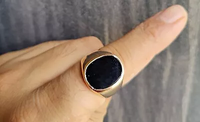 Bezel Black Onyx Men's Engagement Classic Signet Ring Solid 925 Sterling Silver • $203.38