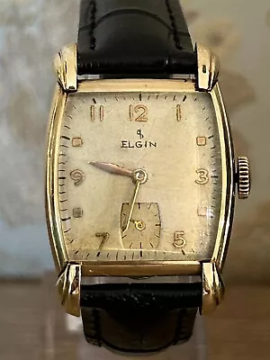 Vintage Elgin Art Deco Unisex 554 U.S.A Wrist Watch Manual Wind Analog 50'S GP10 • $140