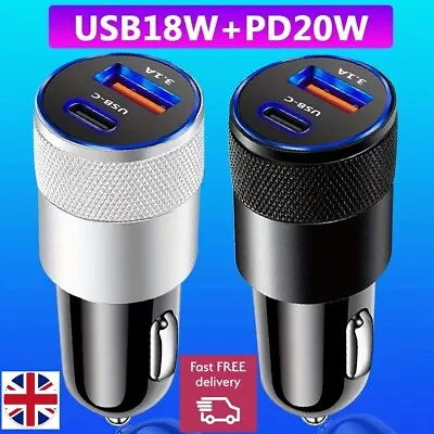 Super Fast USB / Type-C PD In Car Charger Plug Adapter For IPad IPHONE Android • £4.90