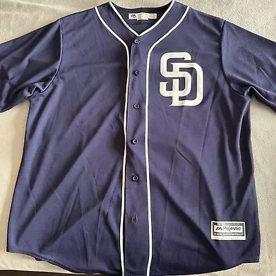 Vintage Majestic SAN DIEGO PADRES Blank Jersey Size XL NAVY BLUE GREAT CONDITION • $45