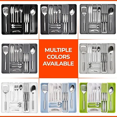 Cutlery Drawer Organizer - Adjustable Utensil Tray - Many Colors - Nuovva • £13.99