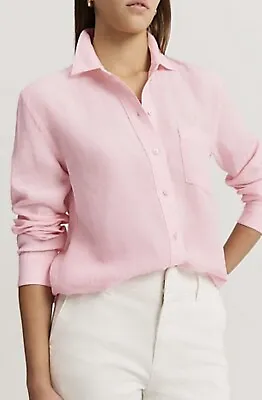 COUNTRY ROAD LINEN SHIRT Top Blouse In Pink Bloom RRP$139 Sz 12 NWT SS23 • $60