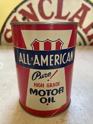$23.50 • Buy Vintage 1 Quart All-American High Grade Motor Oil Can Full