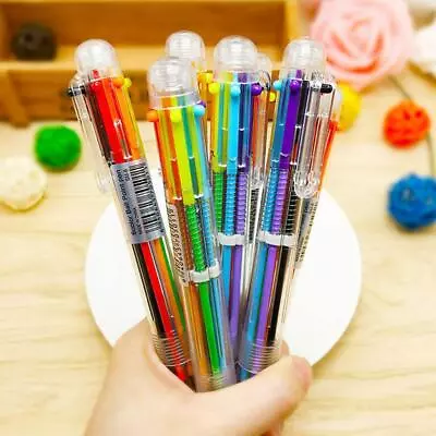 Multicolor 6 In 1 Color Ballpoint Pen Ball Point Pens  Kids School Office Supply • $1.30