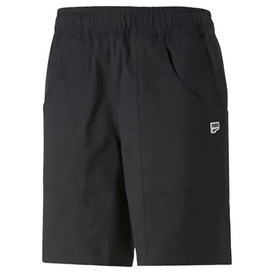 Puma Downtown 8 Inch Drawstring Shorts Mens Black Casual Athletic Bottoms 535674 • $19.99