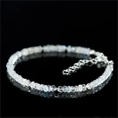 Moonstone 3MM Beaded Gemstone Crystal Healing Minimalist Women Bracelet Gifts • $14.88
