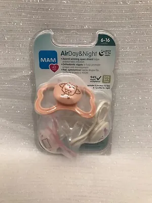 MAM Infant Baby Ortho Air Day & Night 3pk Pacifiers Binkys Girl Pink Owl 6-16M • $12.99