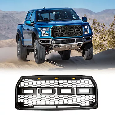 Car Front Grill For 15-17 Ford F-150 W/ LED&WiringMatte Black Grille • $71.95