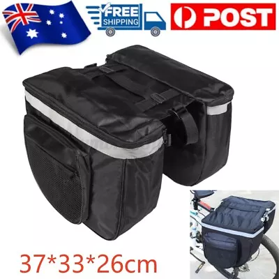 Waterproof Bicycle Rear Rack Pannier Bags Bike Seat Saddle Carry Bag Carrier 25L • $15.99