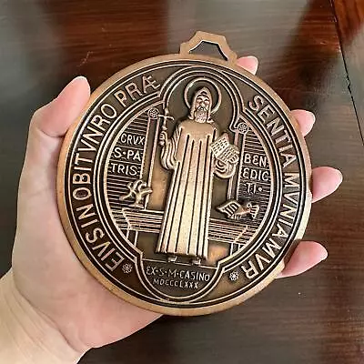 St Benedict Cross Medal Vintage Brass Large 5 Inch Roman Medalla De San Benito • $9.40