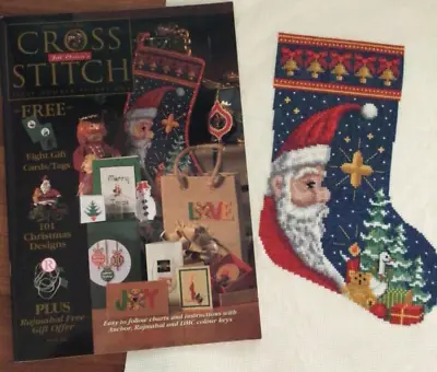 £24 • Buy Christmas Cross Stitch Book And Part Finished Cross Stitch Santa Stocking