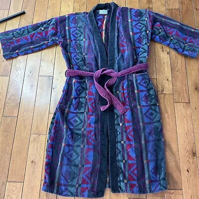 Sears Roebuck Mens Bathrobe Cotton Geometric Designs Robe Vintage Made In USA • $15