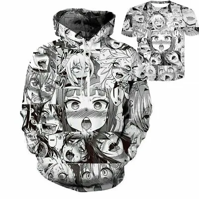 Ahegao Face Hoodie Hentai Manga Mens Sweatshirt Anime 3D Printed Pullover • $23.14