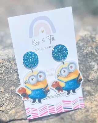 Cute Bob Minion Movie Character Earrings - Novelty Fun Party Teacher Mum Gift • $16.99